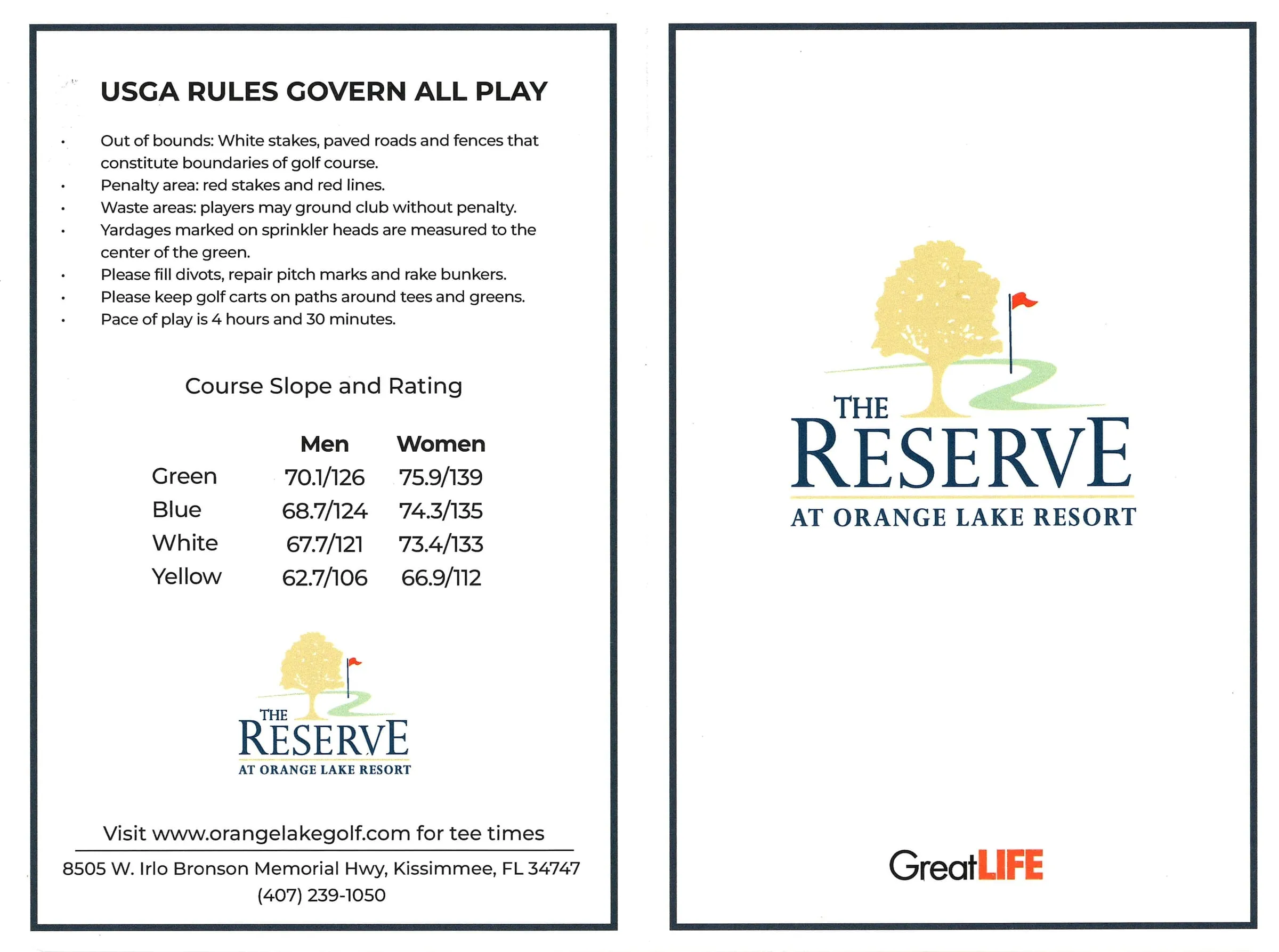 The Reserve scorecard – front