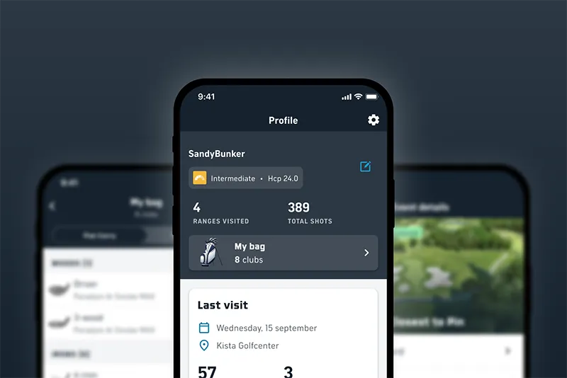 Toptracer Range app on phone and tablet